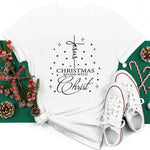 2025 New Year Christmas Plus Size Round Neck Short Sleeve T-shirt