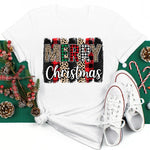 2025 New Year Christmas Plus Size Round Neck Short Sleeve T-shirt