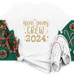 2025 New Year Christmas Plus Size Round Neck Short Sleeve T-shirt