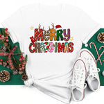 2025 New Year Christmas Plus Size Round Neck Short Sleeve T-shirt